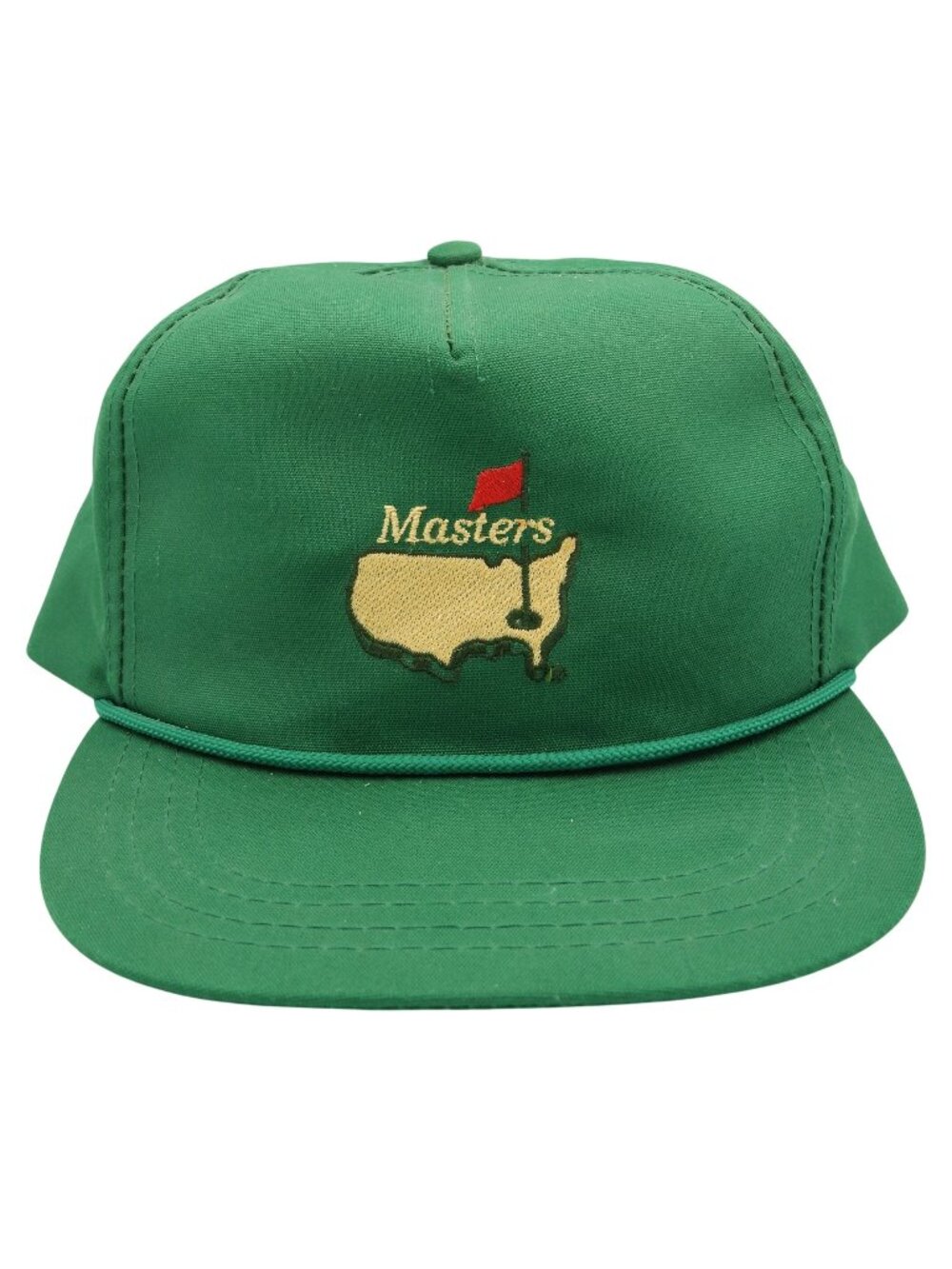 Vintage Augusta The Masters Derby Golf Cap Green Strapback Rope Hat Made in USA